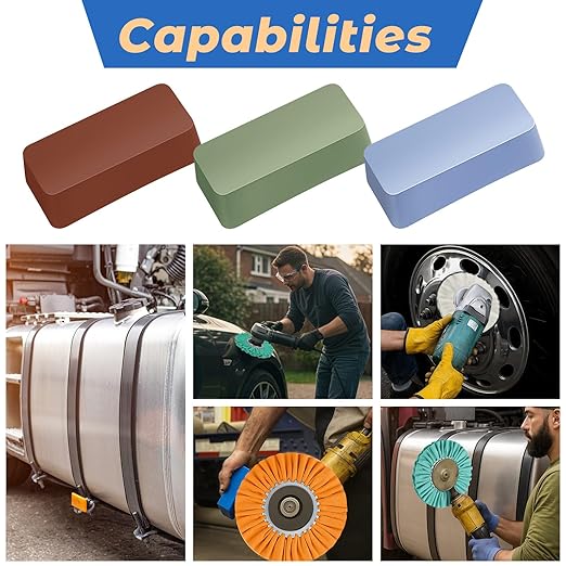 Amylove 8 Inch Airway Buffing Wheels Aluminum Wheel Polishing Kit in Diameter 5/8 Inch Arbor Hole, Polishing Compound and Metal Polish Kit for Angle Grinder(Fresh Color,6 Pcs)