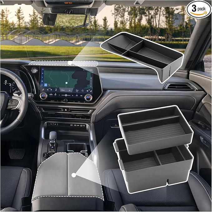 SXCY 3PCS for 2026 Lexus TX Center Console Organizer [2Layer] + Dashboard Organizer for 2024 2025 2026 Lexus TX Accessories Center Console Tray 2026 Lexus TX Armrest Console Organizer Dash Tray