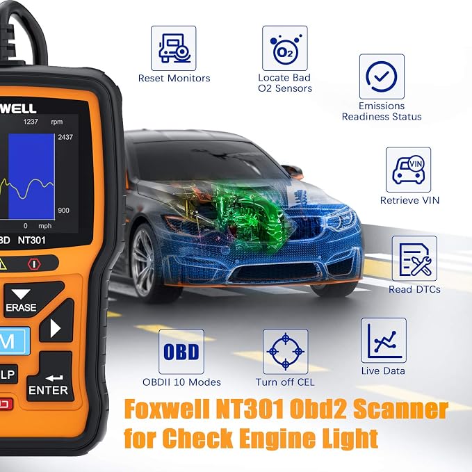 Foxwell NT301 Mechanic Obd2 Scanner with Storage Case