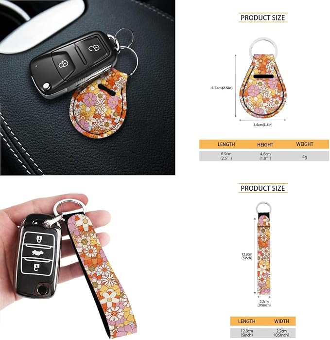 Car Seat Covers 13PCS Car Accessories Steering Wheel Covers+Seat Belt Pads+Coaster+Key Ring+Lipstick Holder Auto Interior Decor,Black, Vibrant Hippie Floral Print