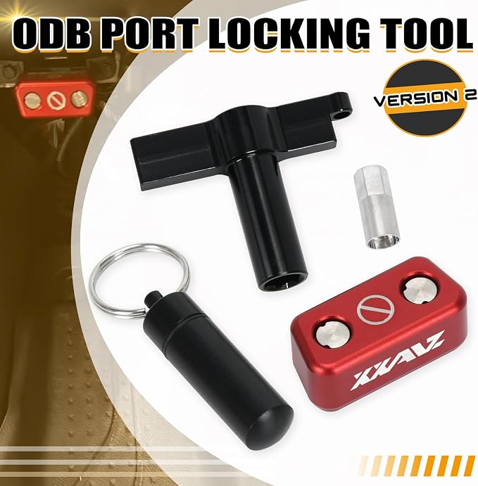 OBD2 Port Anti-Theft Locking Tool, OBD2 Lock Car Anti Theft Device, Anti Theft Car Device OBD Port Protector, Compatible with GM Chevrolet GMC Cadillac Vehicles (Version 2, Aluminum)