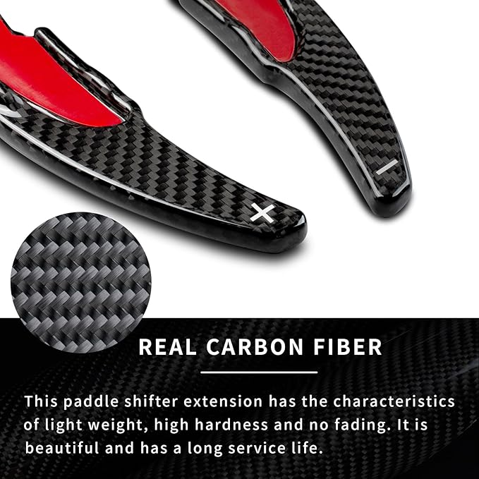 Real Carbon Fiber Steering Wheel Paddle Shifter Compatible with BMW M2 M3 M4 M5 M6 X5M X6M, T-carbon Glossy Paddle Shifter Extension Cover Compatible with BMW M Series 2013-2018(Black)