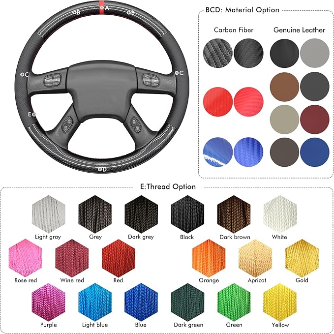 MEWANT Steering Wheel Cover for Chevy Silverado 1500/2500/3500 2003-2006 / Silverado 1500 2500HD 3500 Classic 2007 / Trailblazer 2002-2009 Hand-Stitched Steering Wheel Wrap