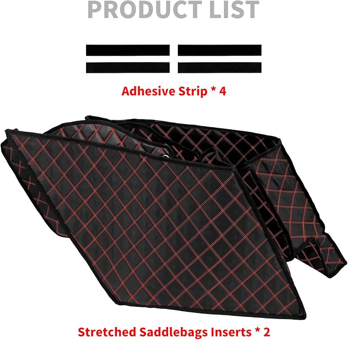 Saddlebag Liners Fit for Harley Touring 2014-2023 | 5-Inch Stretched Bag Inserts, Red Stitching, Fits Road King, Road Glide, Street Glide & Electra Glide Stretched Saddlebags