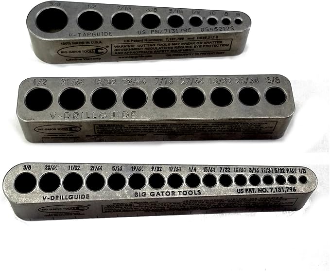 Big Gator Tools STD Series 3PC V-Drill Guide w/35 SAE Hole Sizes 1/8" - 5/8" 3PC Set
