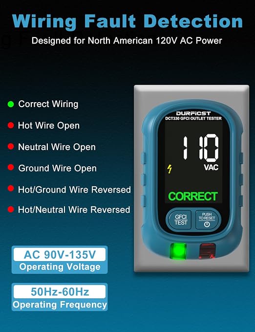 DURFICST Circuit Breaker Finder Tool with Electrical GFCI Outlet Tester, NCV Electrical Circuit Tracer Kit with LCD Display, Includes Adapters and Carrying Case
