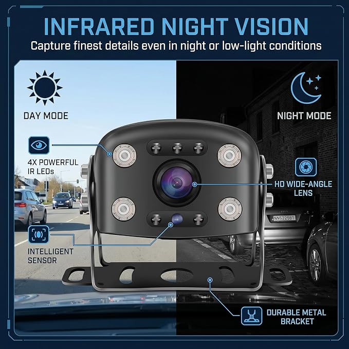 Wired Back Up Camera with Monitor,7" 1080P AHD RV Bakup Camera with Night Vision,Vibration-Proof 10G,Backup Camera for Tractor,Truck,Excavator,Caravan,Skid Steer,Heavy Equipment（Plug-and-Play）
