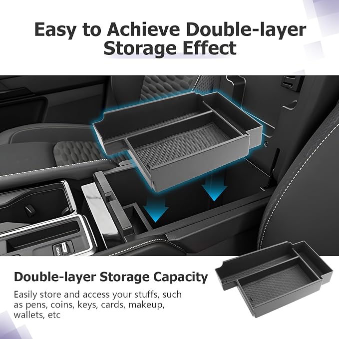 LUWU for 2025 Pathfinder Center Console Tray Set 2022 2023 2024 2025 Nissan Pathfinder SL/Platinum/Rock Creek Accessories Dashboard Storage Tray Armrest Console Organizer 2-Pack