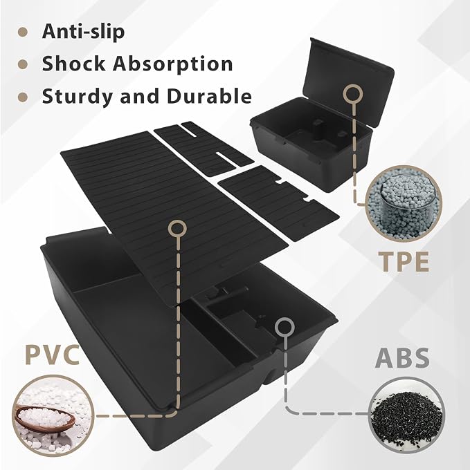Muslogy Dashboard Storage Box & Center Console Organizer Compatible with 2024 Tacoma Accessories 8-inch Screen & Middle Console Storage Box ABS Material with Anti-Slip Mats