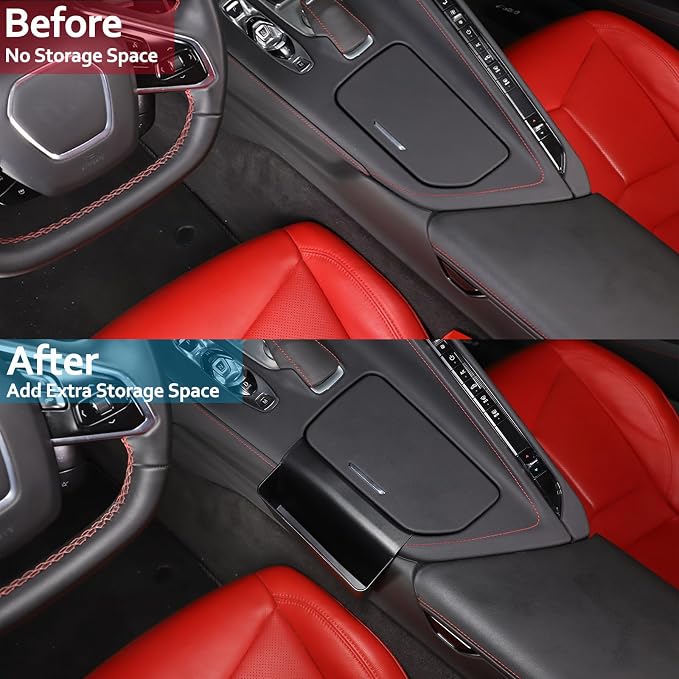 CHEAYAR Central Control Side Storage Box Compatible with Chevrolet Corvette C8 2020-2023 2024 2025, Gear Shift Organizer Tray Interior Accessories