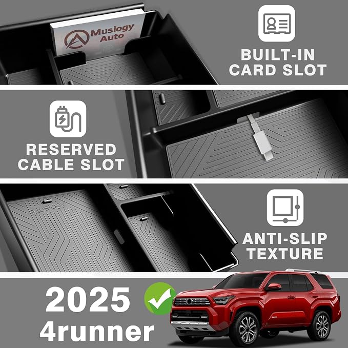 Muslogy Dashboard Storage Box & Console Organizer Compatible with 2024 2025 Tacoma & 2025 4Runner Accessories