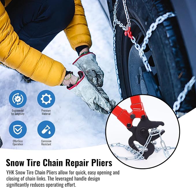 YHK 30" Chain Repair Pliers, Snow Tire Chain Repair Pliers, Quick Open and Close Chain