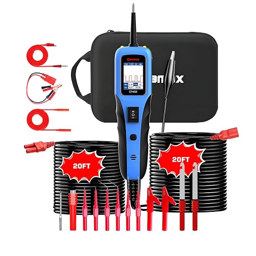 Automotive Power Circuit Probe Tester 12-24V Trailer Light Tester with 0.7mm Non-Piercing Probe Kits&40FT Cord Resistance&Duty Cycle Digital Multimeter Short&Open Finder Diode Diagnostic Tool