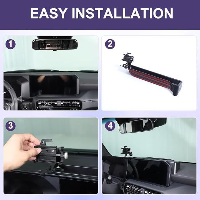 Car Center Console Dash Organizer with Phone Holder Compatible with Toyota Land Cruiser 250 Prado LC250 J250 2024 2025,ABS Dashboard Tray Storage Box Interior Accessories(Phone Mount Holder D)
