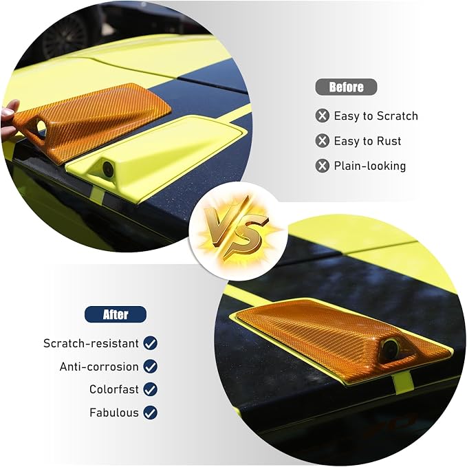 Roof Top Backup Cameras Cover Trim Compatible with C8 Corvette Convertible Z06 Z51 2020-2023 Real Carbon Fiber 1PCS Reversing Camera Protection Cover Trim Accessories (Yellow Carbon)