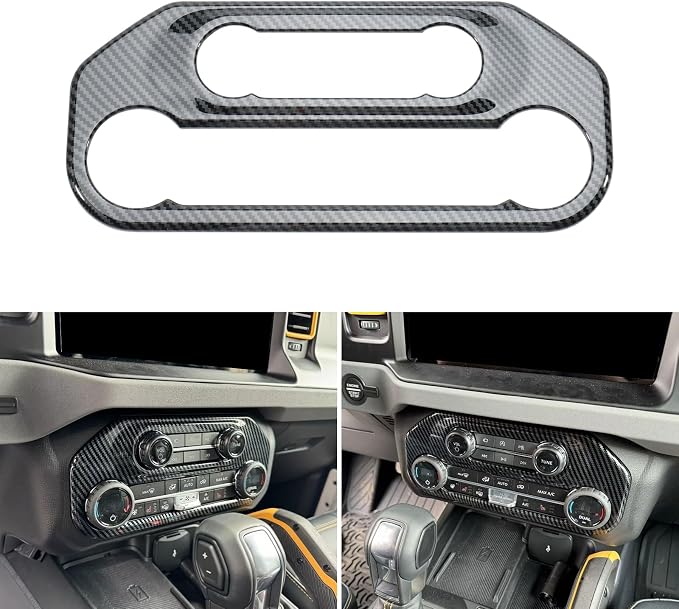 8 Pcs Carbon Fiber Interior Decor Trim Cover Kit Compatible with 2021-2024 Ford Bronco, Gear Shift Panel Cover Inner Door Handle Cover Steering Wheel Cover - Not Fit Manual Transmission