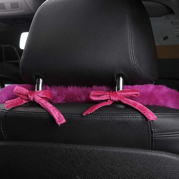 OGLAND 2 Pack Fuzzy Sheepskin Car Seat Covers| Fluffy Front Seat Cushions | Plush Soft Fur Protectors for Car Bucket Seats Accessories| Year-Round Comfort for Long Road Trips | Pearl