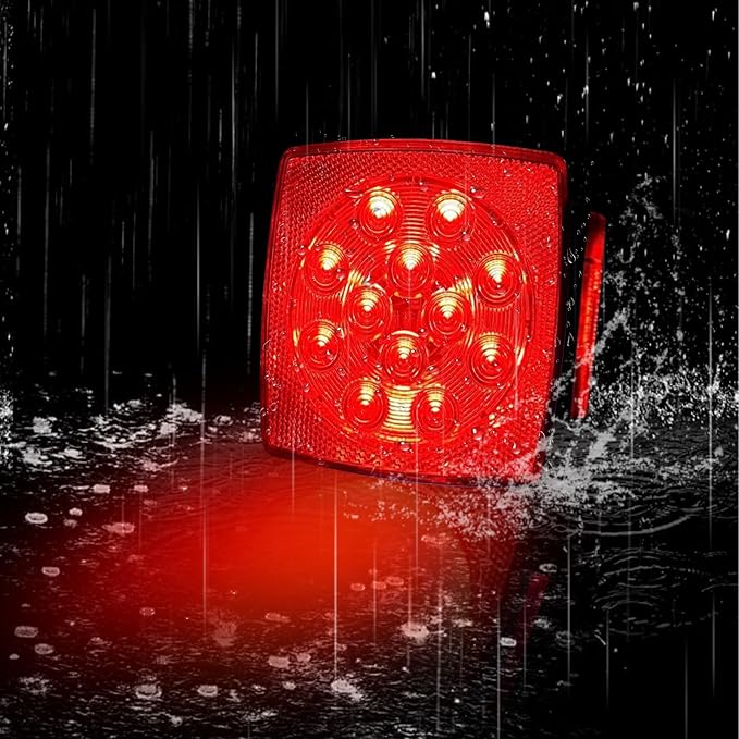 fouwick LED trailer lights Kit, 12V Submersible Tail Marker Lights Wiring Lamp Harness for Boat Car Truck RV Utility snowmobile turn signal license plate stop reverse Trailer Accessories