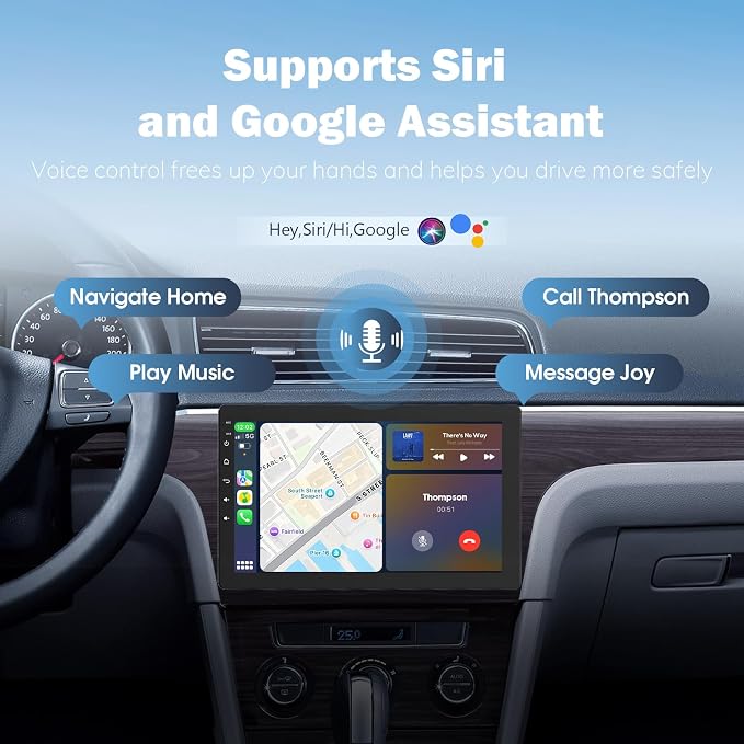 Haudio 10.1" Single Din Car Radio with Rotatable Touchscreen, Wireless CarPlay, Android Auto, Touch Screen Radio, GPS Navigation, Bluetooth, Hi-Fi Sound, Voice Control, Backup Camera