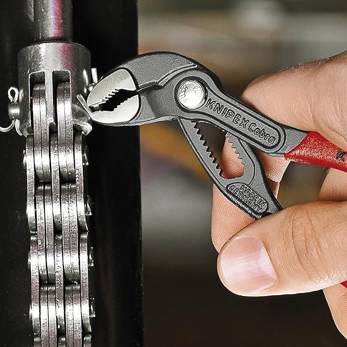 KNIPEX Electronics Super Knips & Tools - Cobra Water Pump Pliers (8701125), 5-Inch,Red and Silver