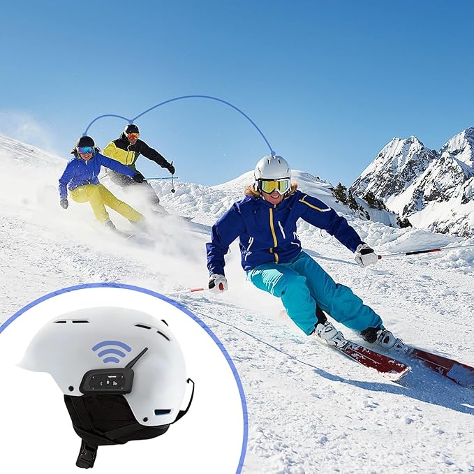 EJEAS V6 Motorcycle Bluetooth Headset, 2 Riders Motorcycle Intercom Helmet Communication System with Noise Reduction and Bluetooth 5.1 for Motorcycling Skiing and Climbing (2 Pack)