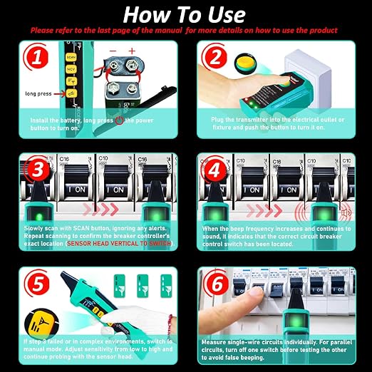 Xin Tester Digital AC Circuit Breaker Finder Tool with Integrated GFCI Outlet Tester, 90-120V NCV Electrical Circuit Tracer Automatically Scan Voltage Detector Electrician Tool XT-33A