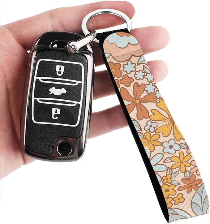 Vintage Daisy Groovy Flower Auto Seat Cover for Women 12 Pcs Abstract Boho Blossom Car Steering Wheel Cover Coaster Seatbelt Pad Keychains Durable Universal Fit Automotive Interior Accessory