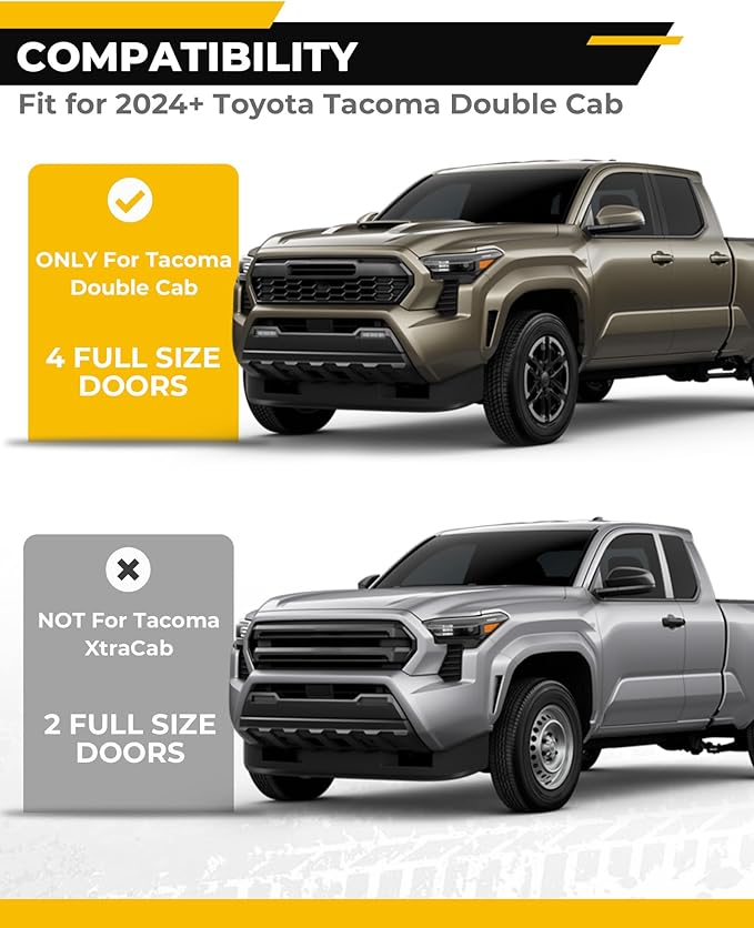 Roof Rack Rails Cross Bars Fit for 2024-2026 Toyota Tacoma Double Cab Aluminum Cargo Bars Cargo Rack Crossbars Luggage Carrier, for Loading Kayak Snowboard Bike Rooftop Accessories