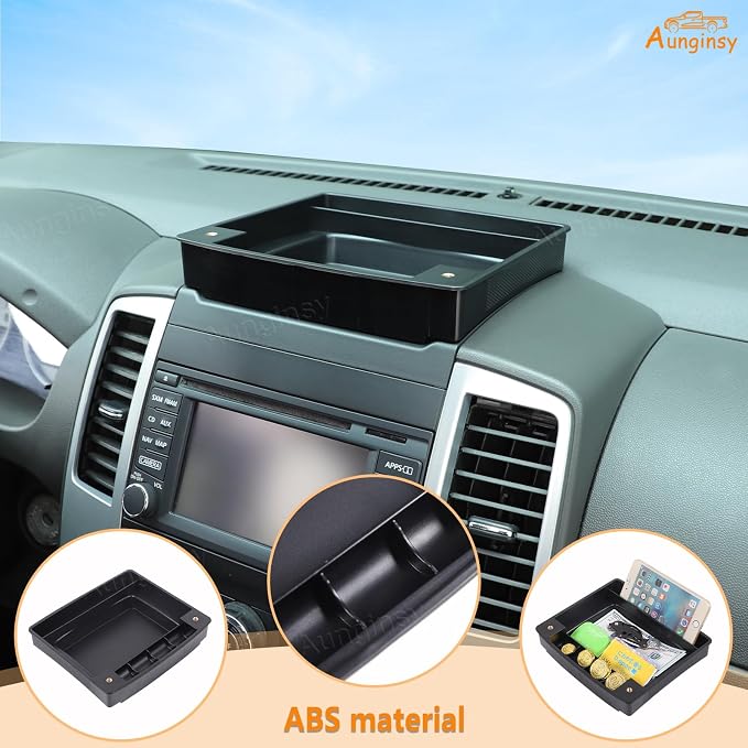 Aunginsy Center Console Dash Storage Tray Compatible with Nissan Frontier 2009-2017, Car Dashboard Storage Box Organizer Holder Tray Insert Mounted Tray ABS Interior Accessories, Without Phone Holder
