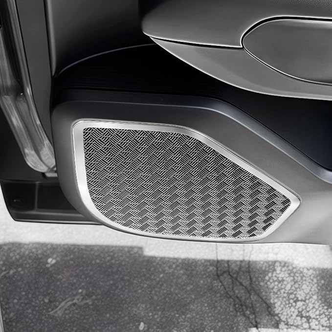 Stainless Steel Car Door Speaker Cover Car Interior Chrome Car Door Speaker Decor Cover Set Compatible with Kia Telluride 2027 Accessories (Silver)