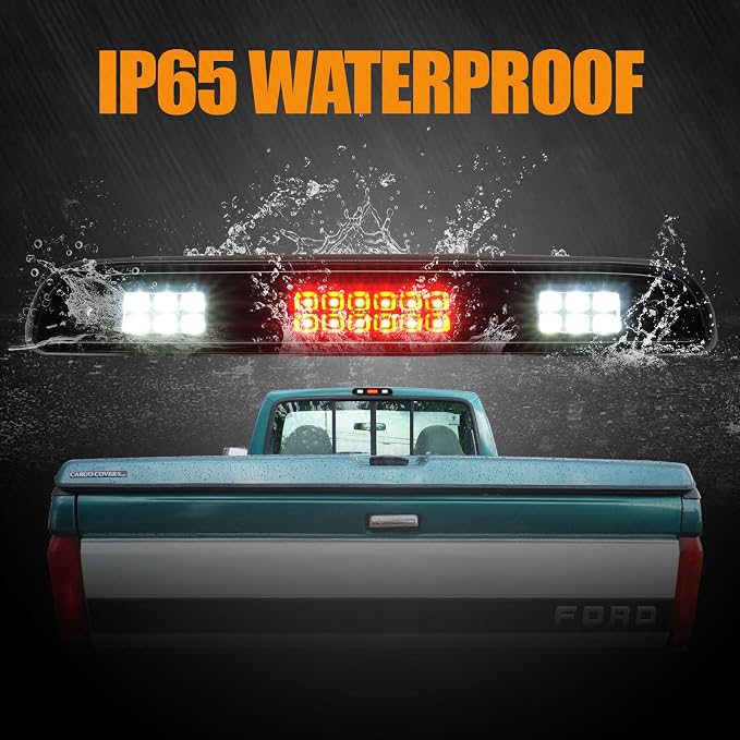 Third 3rd Brake Light LED for 1992-1997 Ford F150 F250 F350 Bronco, High Mount Rear Brake Lights Assembly, Waterproof Center Cab Lamp Stop Light