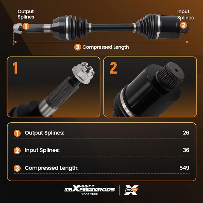 maXpeedingrods Pair (2) Rear CV Axle Shaft Assembly for Polaris Sportsman 2003-2010 400 450 500 600 700 800 MV MV7 Twin Browning EFI Deluxe Touring 4X4 6X6, Left Right Side Replace# 1380240 1380197