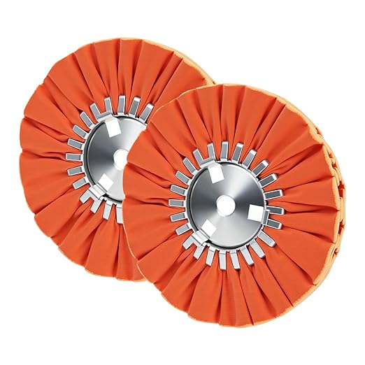 8" Orange Airway Buffing Wheel,5/8'' Arbor Hole,12 Plys/Medium Polishing for Angle Grinder,2PCS
