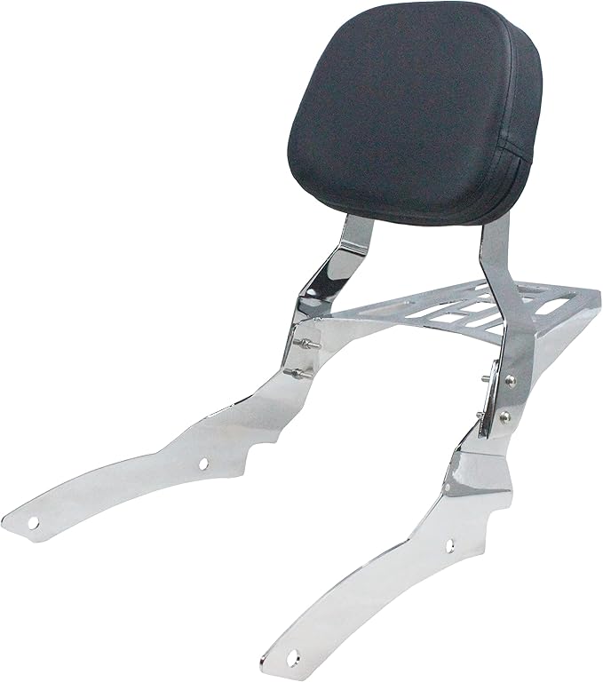 YHMOTO Motorcycle Sissy Bar Backrest with Luggage Rack For Yamaha VStar 650 400 DS650 Custom DS400 V star 1996-2017 (Style B-Chrome)