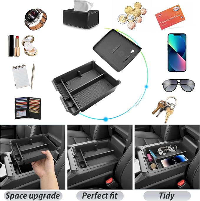 SKTU 2-Pack for 2026 Honda Passport Center Console Organizer 2026+ Passport Console Tray & Wireless Charging Mat Honda Passport 2026 Accessories Rubber Console Non-Slip Pad