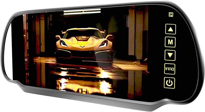 7 Inch TFT LCD Car Rearview Mirror Monitor, Widescreen Dash Cam Rear View Backup Camera Mirror with Touch Button, 2 Video Input, Vehicle Parking in-Mirror Monitor for Cars Trucks