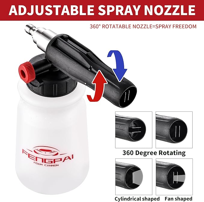 FENG PAI 2PCS Foam Cannon for Pressure Washer with Dual Connector Accessory & 7 Sprayer Nozzles, Dual Lance Soap Cannon, Double Tip Soap Attachment for Foam Blaster, 1/4" Quick Connect