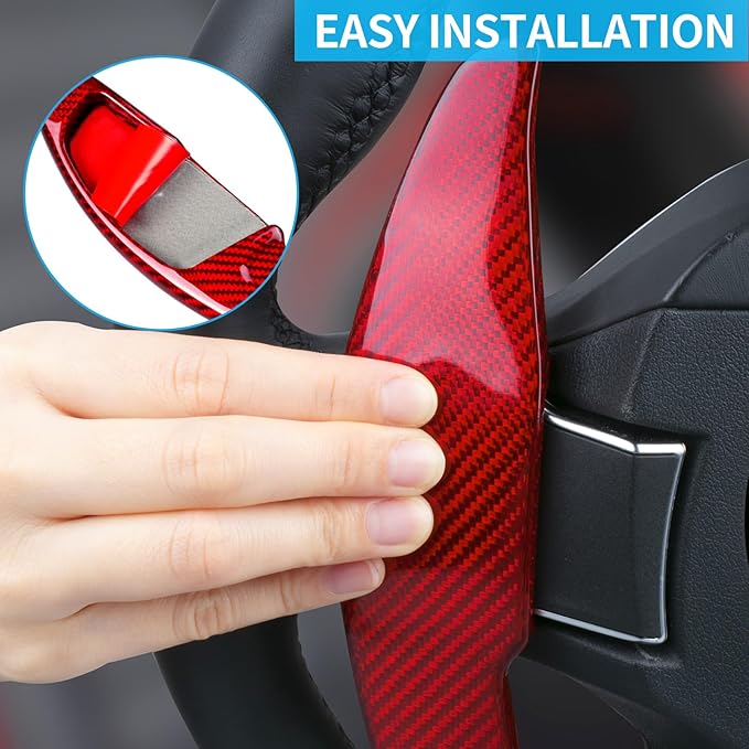T-carbon Glass Fiber Paddle Shifter Extension Compatible with BMW 3 4 5 6GT 7 8 G10 G12 G30 G38, X3 X4 X5 X6 X7 M5 M8 Z4, Steering Wheel Shift Paddle Extended Shifter Trim Cover, Red