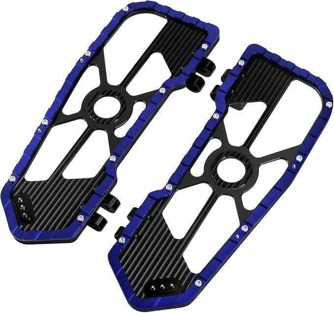 Motorcycle Floorboards Driver Footboards Wide Foot Pegs Board Pedal Compatible with Touring Electra Road Street Glide Softail Road King Blue Edge