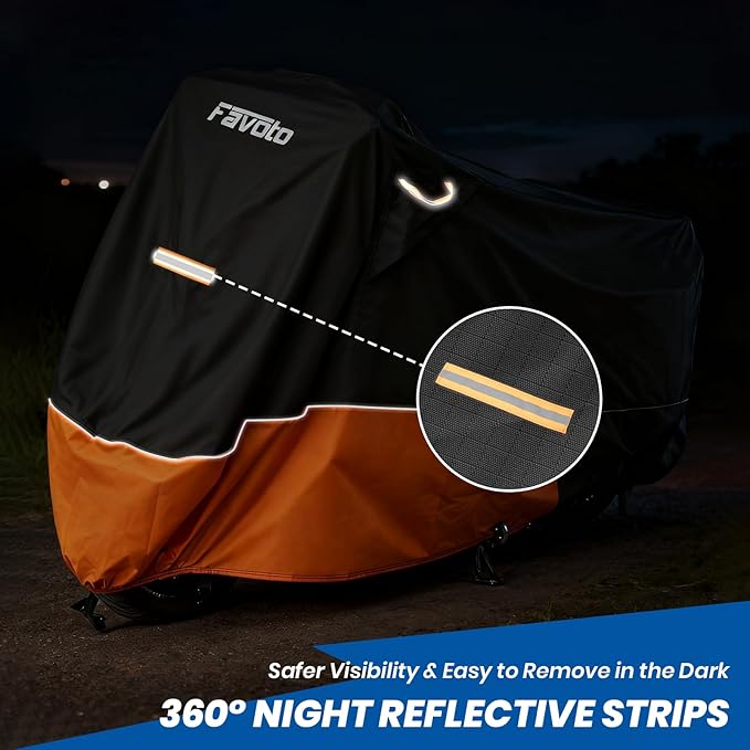 Favoto Motorcycle Cover for Harley Davidson - Waterproof Outdoor Storage Heavy Duty Cover for Touring Models Road Glide Limited, Ultra Limited, Gold Wing, Road King, Street Glide, Electra Glide