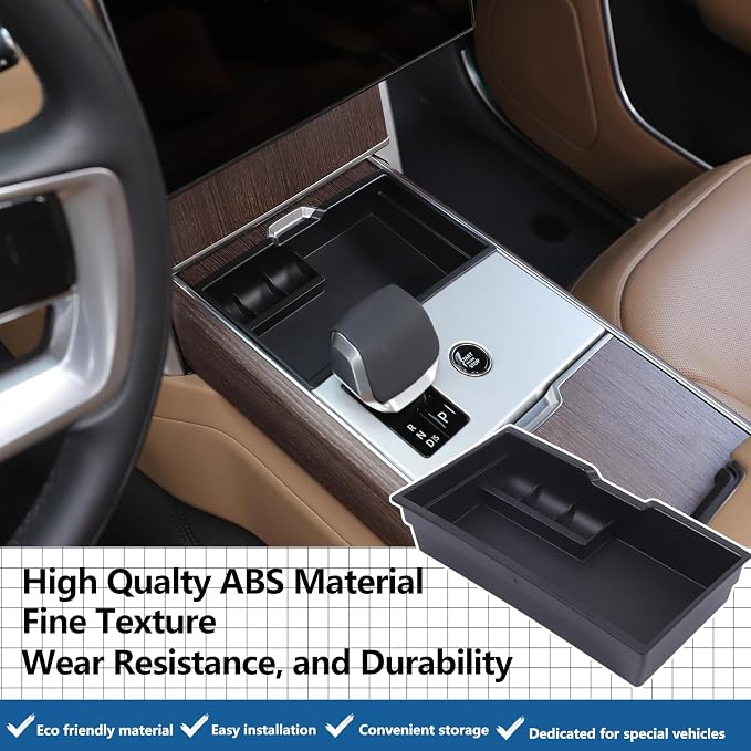 Car Center Console Storage Box Tray Compatible with Land Rover Range Rover Vogue 2023-2025 ABS Center Console Storage Box with Anti-Slip Mat Organizer