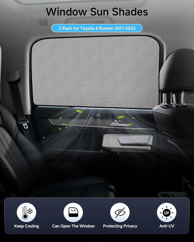 Car Window Shade for GMC Sierra 1500 2500 3500 2019-Now,2 Pack UV & Glare Protection, Breathable Privacy Insect & Bug Blocker Magnetic Mesh Side Rear Sun Shades for Baby Camping, Napping & Travel
