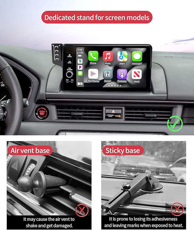 15W Wireless Fast Charger for 2023-2026 Honda Pilot Accessories 7/9 inch Screen Fixed Clip, Interior Decoration Mobile Phone Mount, 360° Rotation, Vehicle-Specific Custom Mount