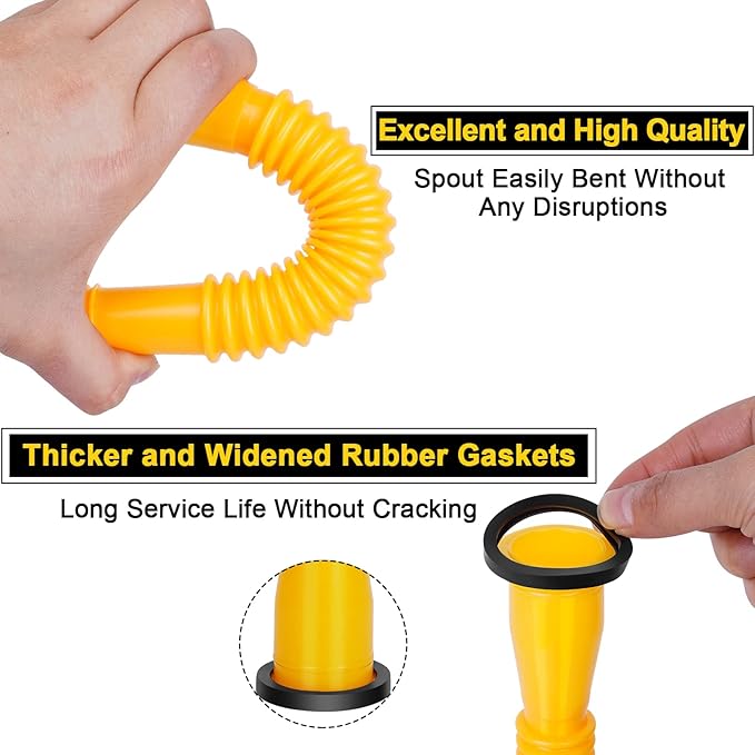 Godboy Gas Can Spout Replacement, Gas Can Nozzle, (5 Kit-Yellow) Flexible Pour Nozzle Suitable for Most 1/2/5/10 Gal Oil Cans, Fuel Can Spout Replacement