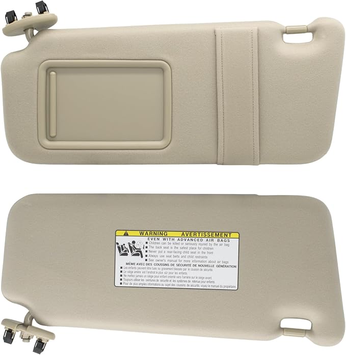 NHILES Left Driver Side Sun Visor Compatible with Toyota Camry Without Light 2007 2008 2009 2010 2011 Replaces# 74320-06780-E0 Color Beige