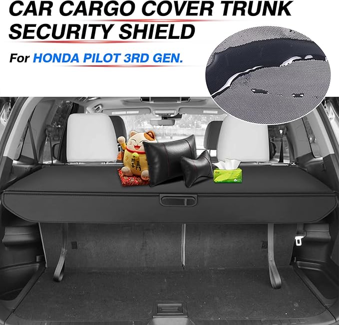 Powerty Cargo Cover for 2016-2022 Honda Pilot Trunk Cover Retractable Trunk Shielding Shade for Pilot Accessories Cargo Luggage Cover No Gap (NOT for Honda Passport or Pilot EX 2016)