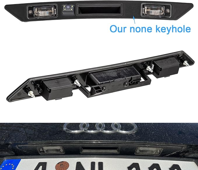 HD Auto 8LED 170° Wide Angle Rear View Reverse Trunk Handle Backup Camera Compatible with Audi A3 8P/8V 8PA S3 V6/A4 B7 S5/sedan/RS4/A5 RS5/A6 C6/A8 S8/Q7/RS3/S4/RS6/Seat Exeo 3R2/V W Plus RS (NO.C)
