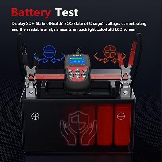 BT900 Car Battery Tester 6V 12V Load Tester, 5-3000 CCA Automotive Alternator Tester Digital Auto Battery Analyzer Charging Cranking System Tester for Car Truck Motorcycle ATV SUV Boat Yacht