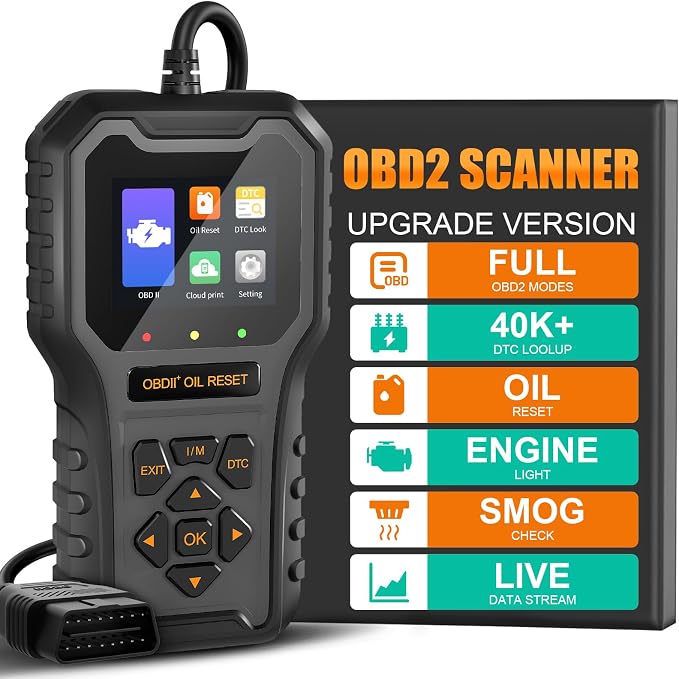 Car Code Reader OBD2 Scanner for Check Engine Light Oil Reset OBDII Scan Tool Diagnostic Tool Reset Fix Clear Fault Code Readers for Cars 1996+ Black