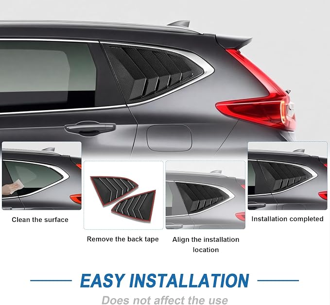 Carbon Fiber Rear Side Window Louver Compatible with 2017-2022 Honda CR-V CRV